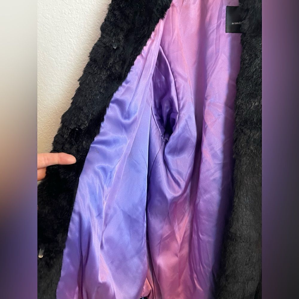Scandinavian Fur Company black fur coat real Rabbit fur coat. Medium - Picture 7 of 14